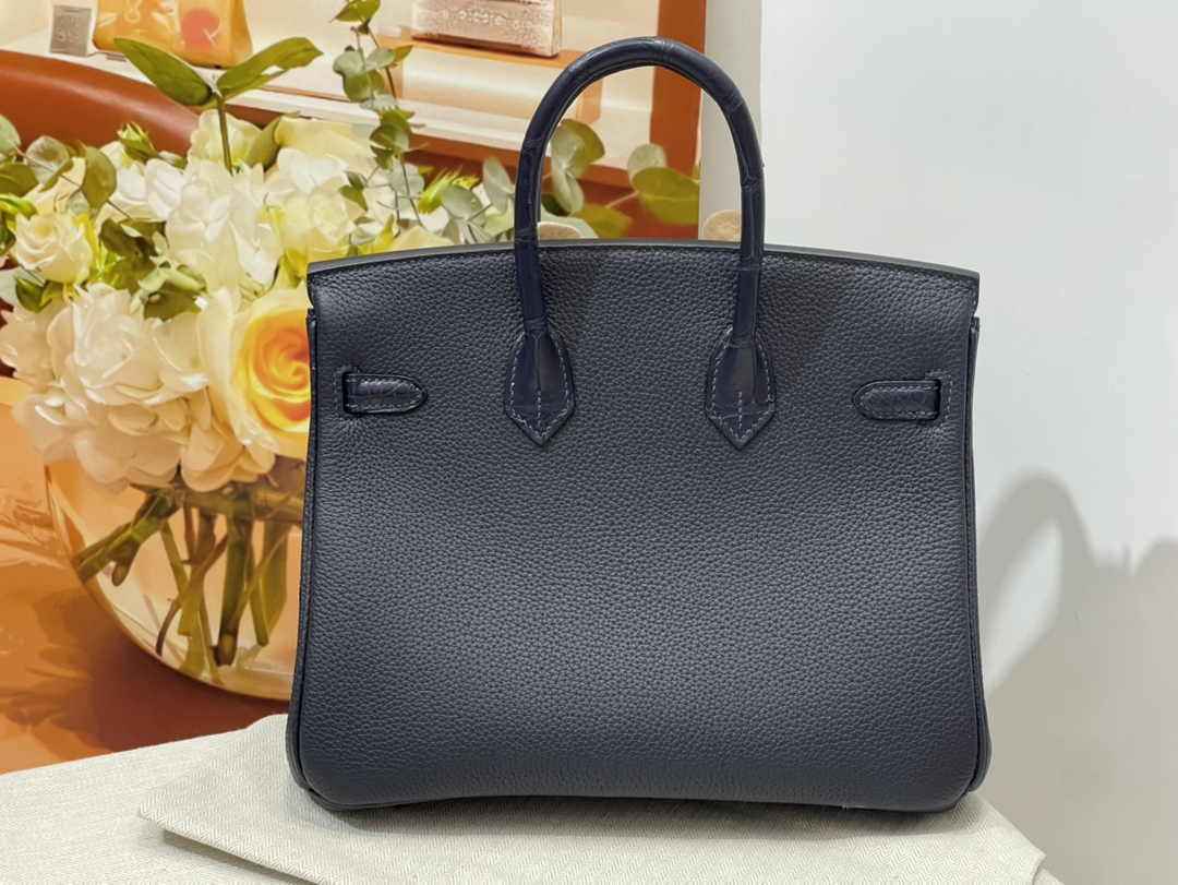 Hermès Birkin Bag Black Crocodile Togo Silver Hardware H8601