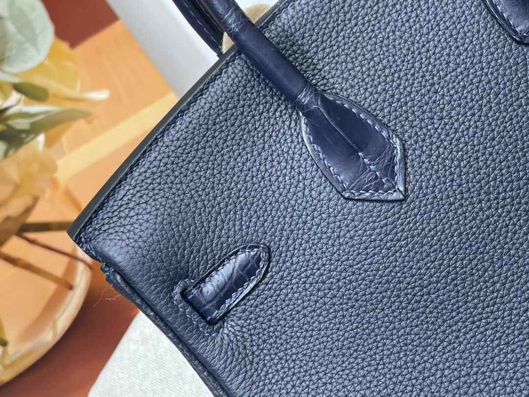 Hermès Birkin Bag Black Crocodile Togo Silver Hardware H8601