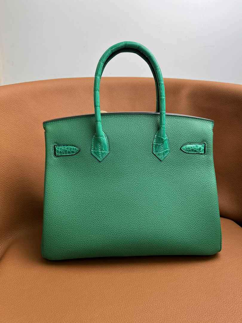 Hermès Birkin Bag Green Crocodile Togo Gold Hardware H8602