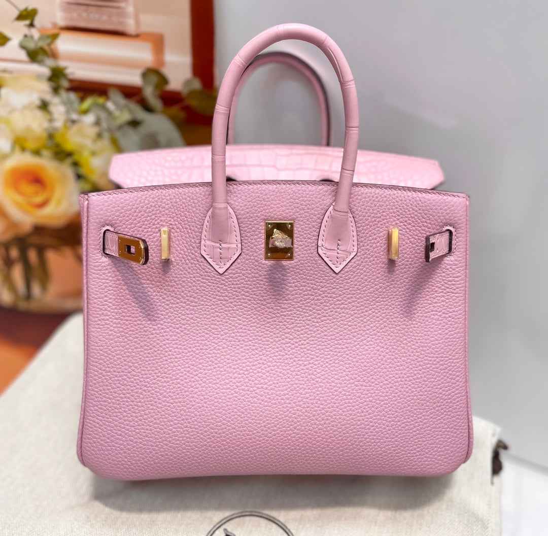 Hermès Birkin Bag Pink Crocodile Togo Gold Hardware H8611