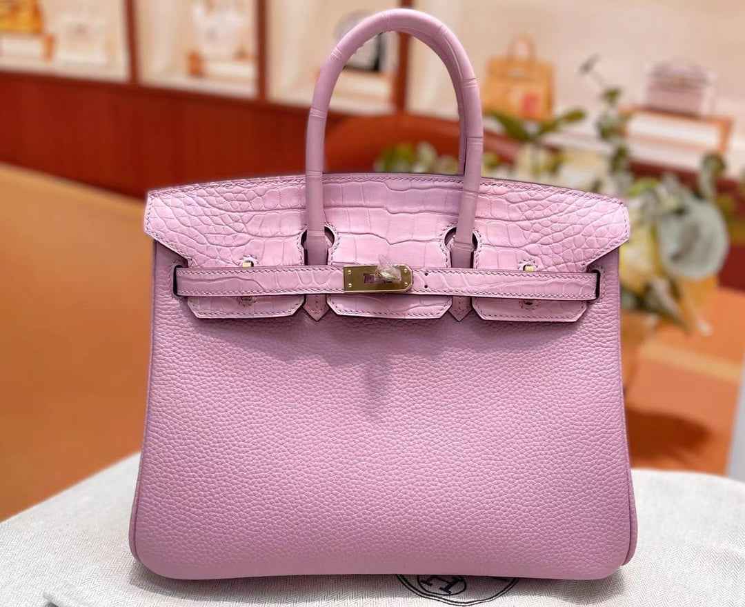 Hermès Birkin Bag Pink Crocodile Togo Gold Hardware H8611