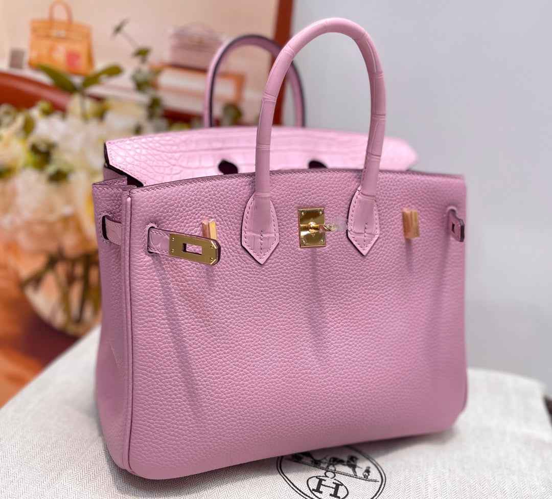 Hermès Birkin Bag Pink Crocodile Togo Gold Hardware H8611