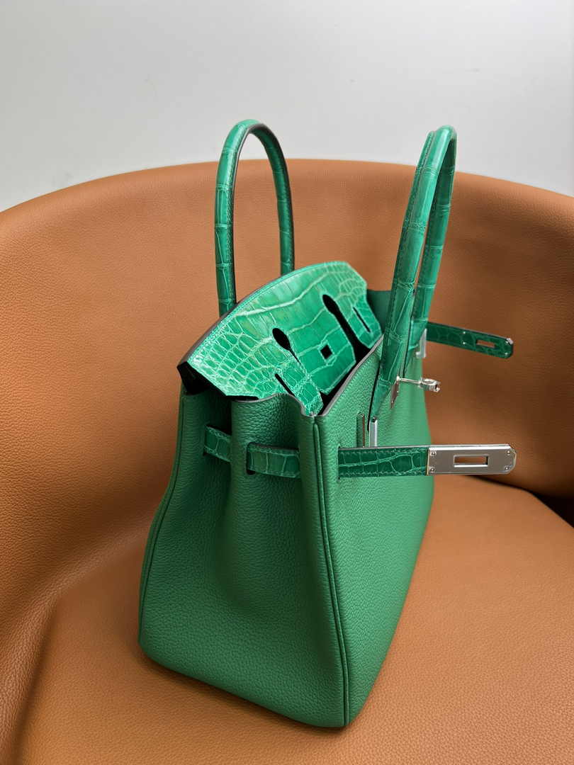 Hermès Birkin Bag Green Crocodile Togo Gold Hardware H8602