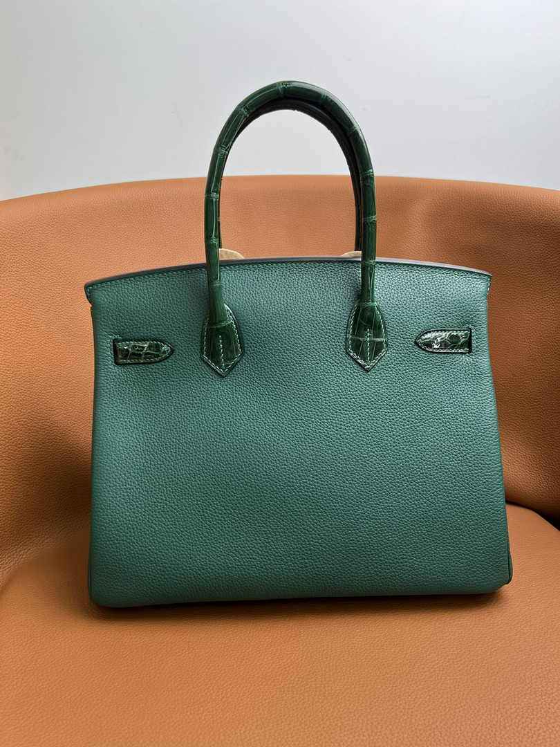 Hermès Birkin Bag Dark Green Crocodile Togo Gold Hardware H8603