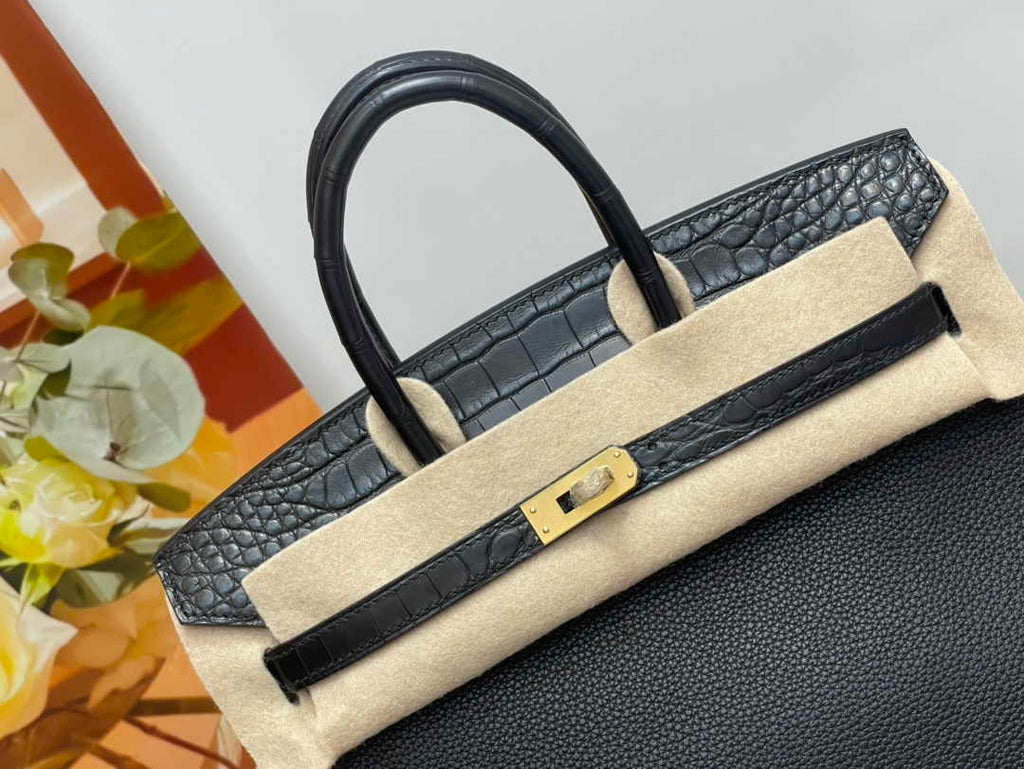 Hermès Birkin Bag Black Crocodile Togo Gold Hardware H8600
