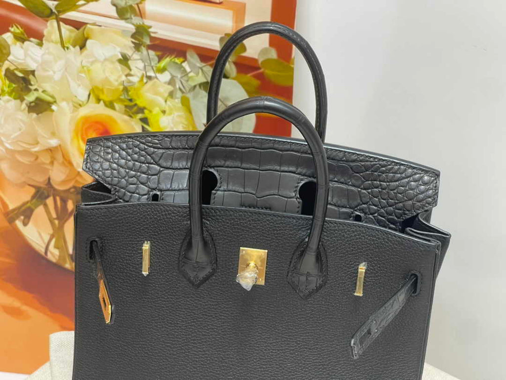 Hermès Birkin Bag Black Crocodile Togo Gold Hardware H8600