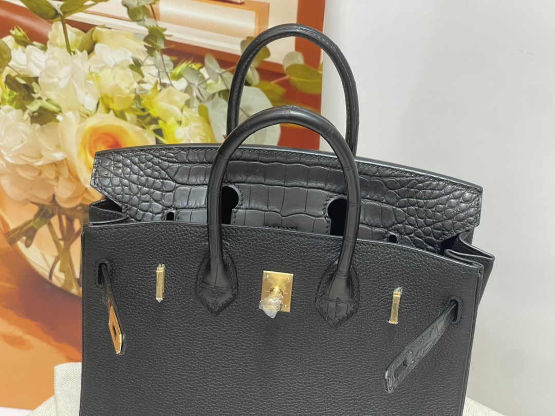 Hermès Birkin Bag Black Crocodile Togo Gold Hardware H8600