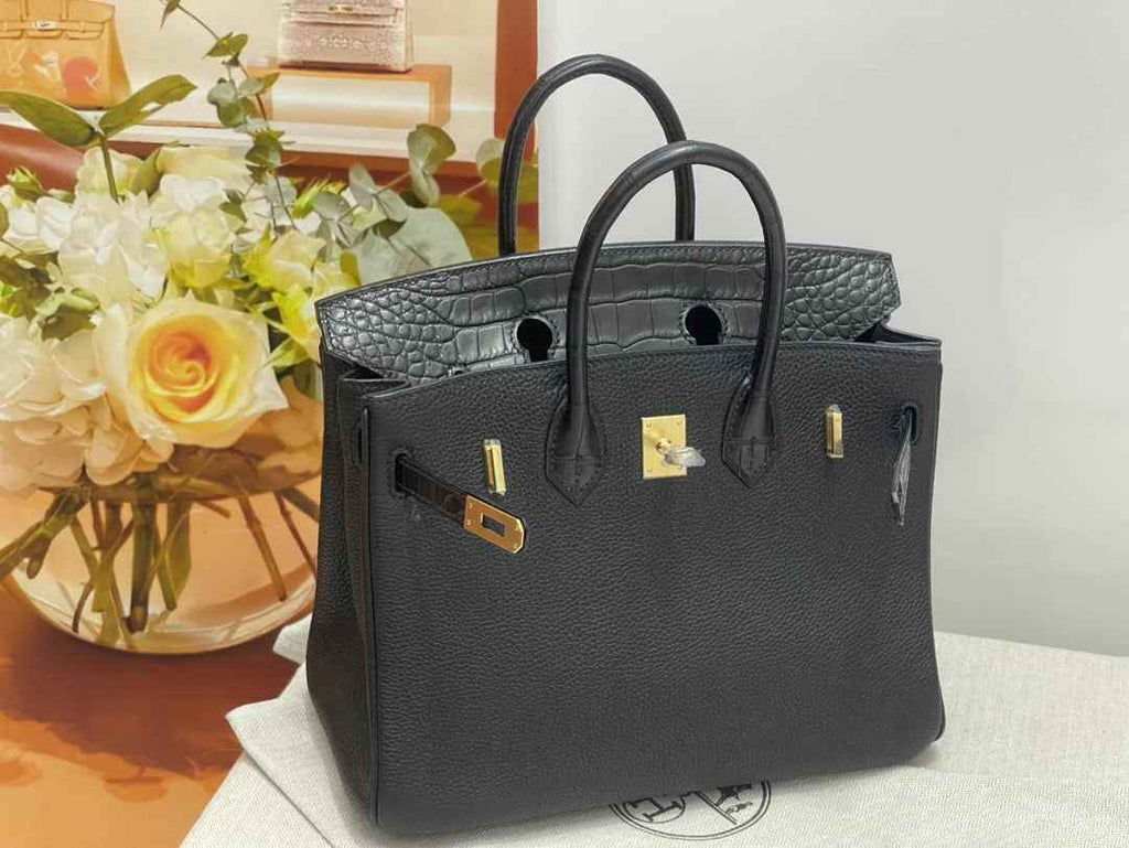 Hermès Birkin Bag Black Crocodile Togo Gold Hardware H8600