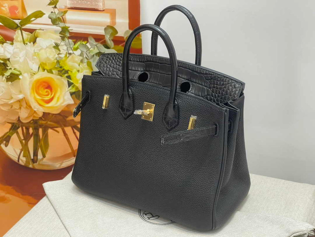 Hermès Birkin Bag Black Crocodile Togo Gold Hardware H8600