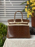 Hermès Birkin Bag 30cm Brown Crocodile Leather Gold Hardware H6880