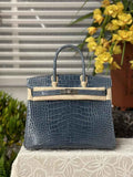 Hermès Birkin Bag 30cm Blue Crocodile Leather Silver Hardware H6881