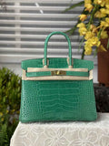 Hermès Birkin Bag 30cm Green Crocodile Leather Gold Hardware H6882