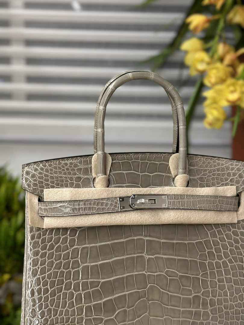 Hermès Birkin Bag 30cm Gray Crocodile Leather Silver Hardware H6883