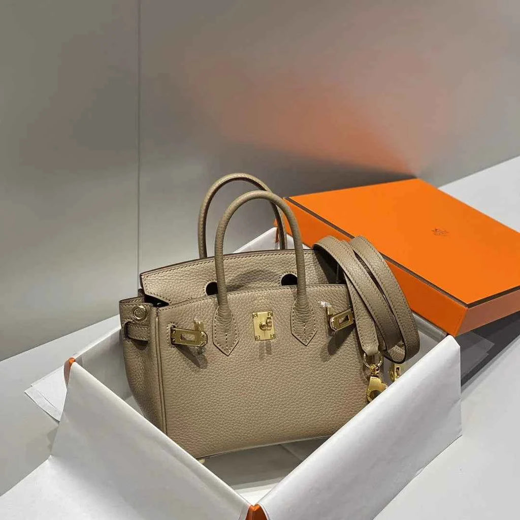 Hermès Birkin Mini Bag 20cm gray leather with shoulder strap