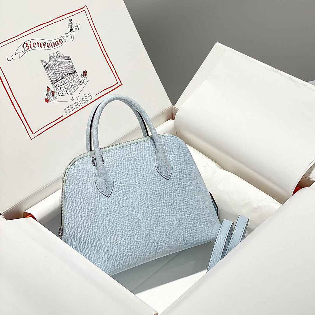 Hermes Bolide 1923 Bag 25 in Blue Epsom Calfskin Silver Hardware