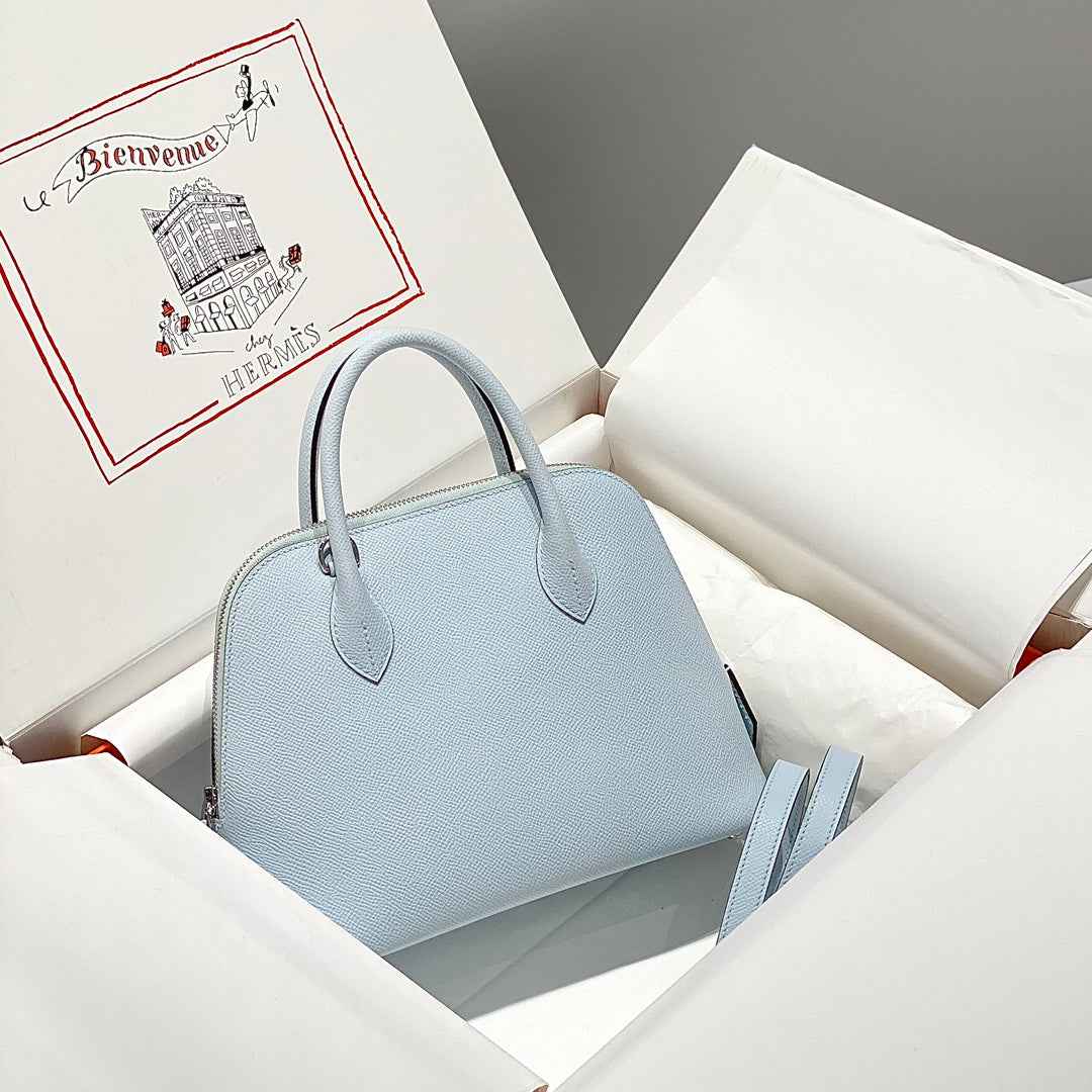 Hermes Bolide 1923 Bag 25 in Blue Epsom Calfskin Silver Hardware