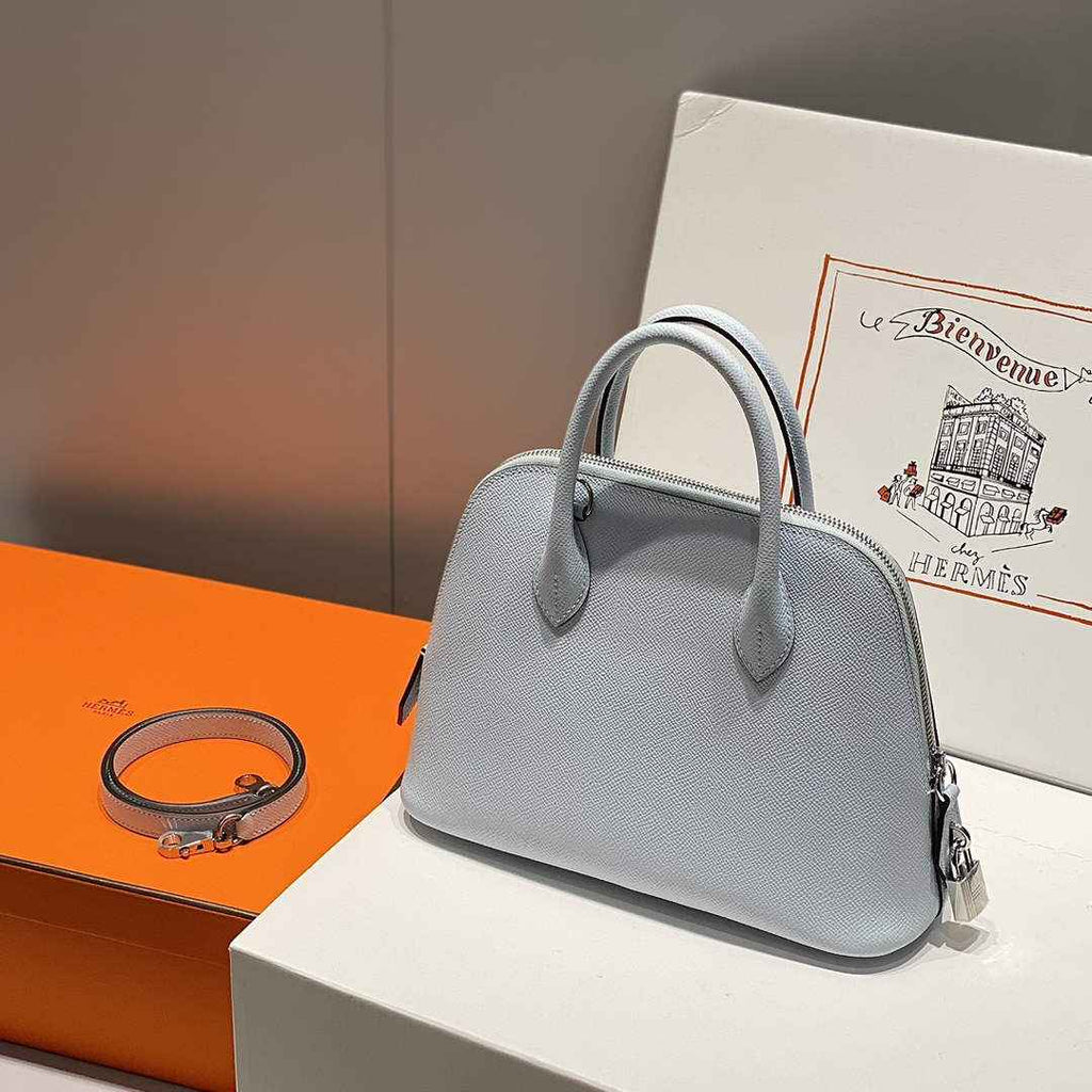 Hermes Bolide 1923 Bag 25 in Blue Epsom Calfskin Silver Hardware