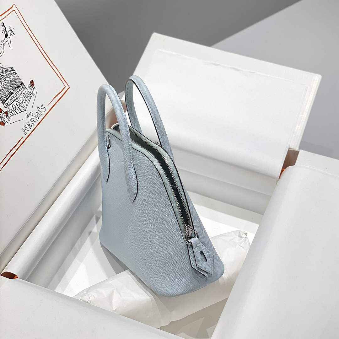 Hermes Bolide 1923 Bag 25 in Blue Epsom Calfskin Silver Hardware