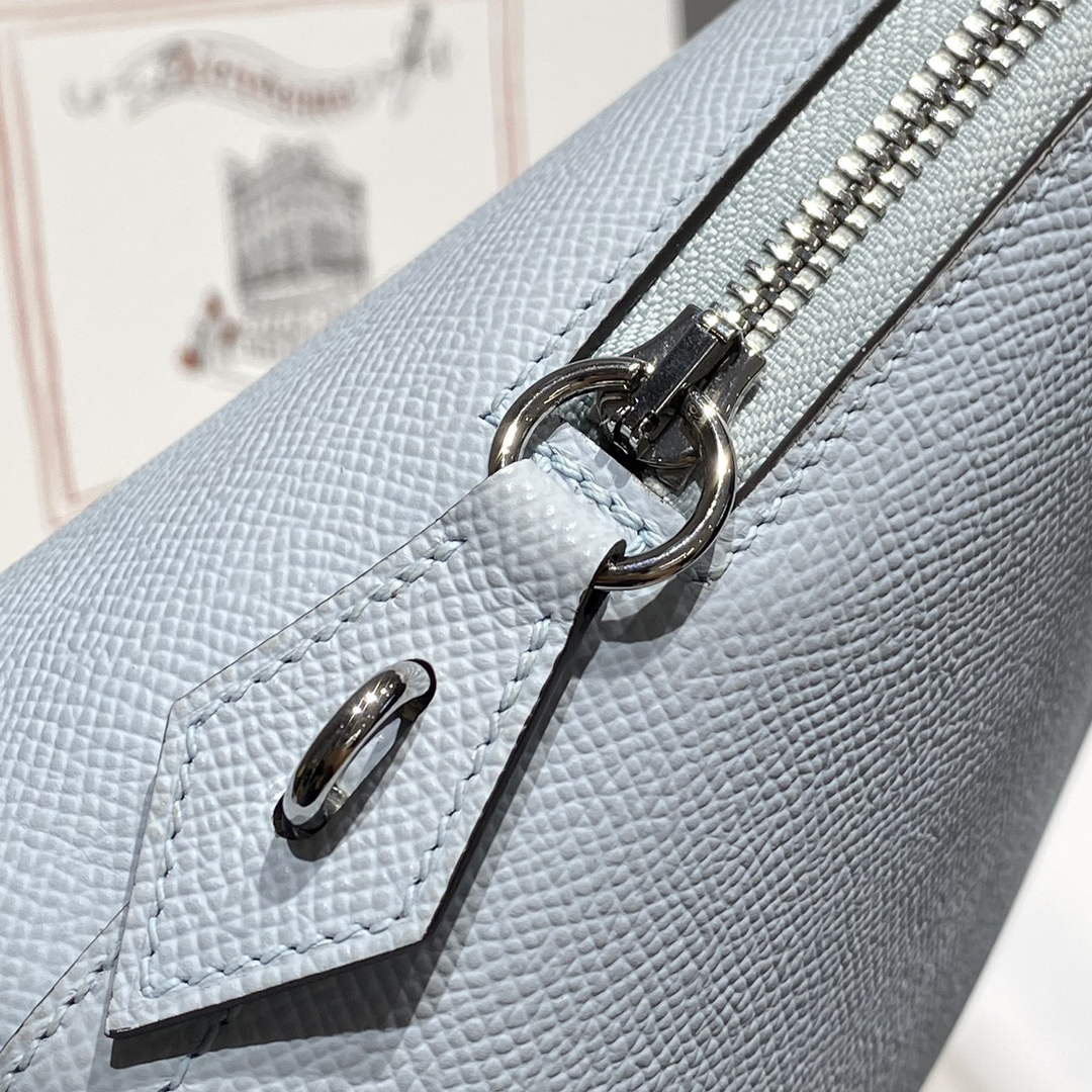 Hermes Bolide 1923 Bag 25 in Blue Epsom Calfskin Silver Hardware