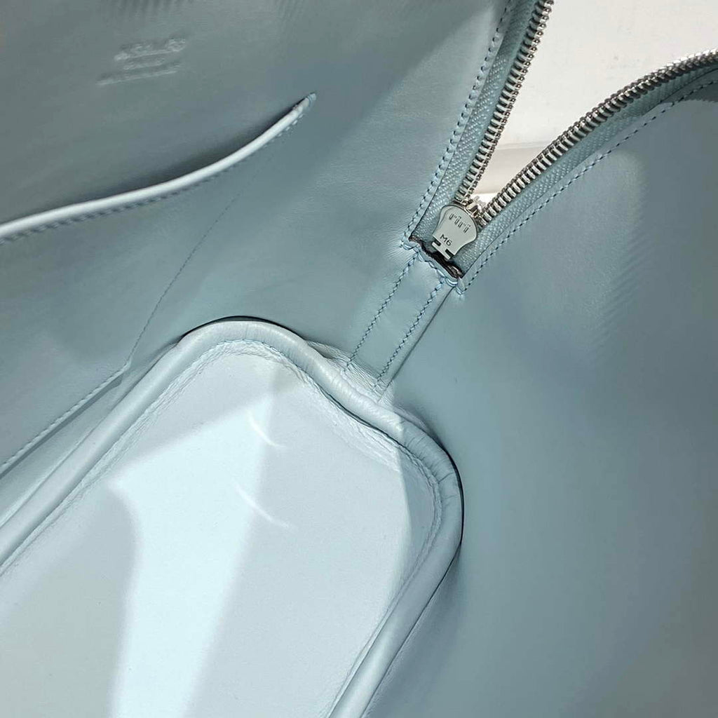 Hermes Bolide 1923 Bag 25 in Blue Epsom Calfskin Silver Hardware