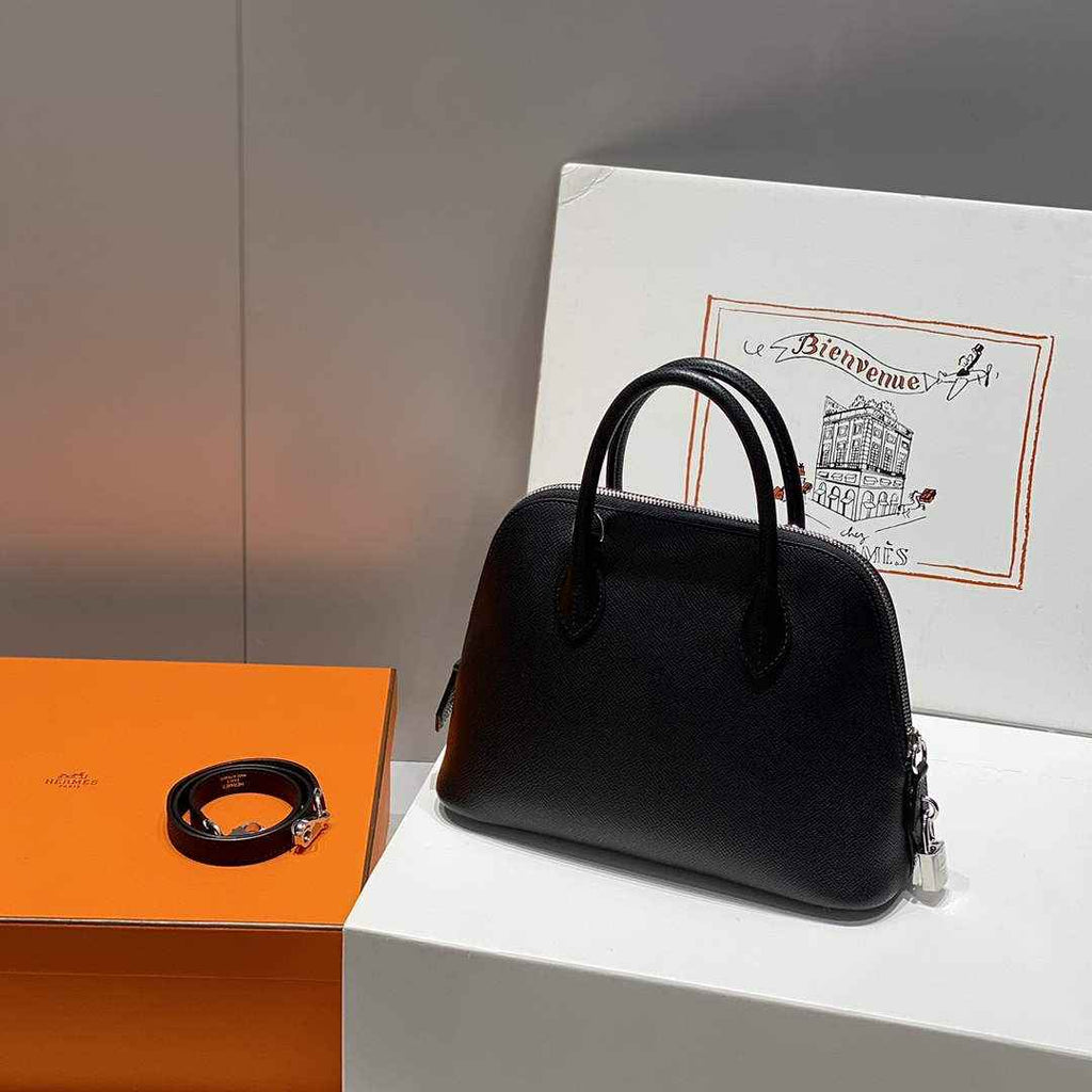 Hermes Bolide 1923 Bag 25 in Black Epsom Calfskin Silver Hardware