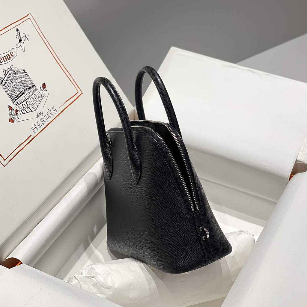 Hermes Bolide 1923 Bag 25 in Black Epsom Calfskin Silver Hardware