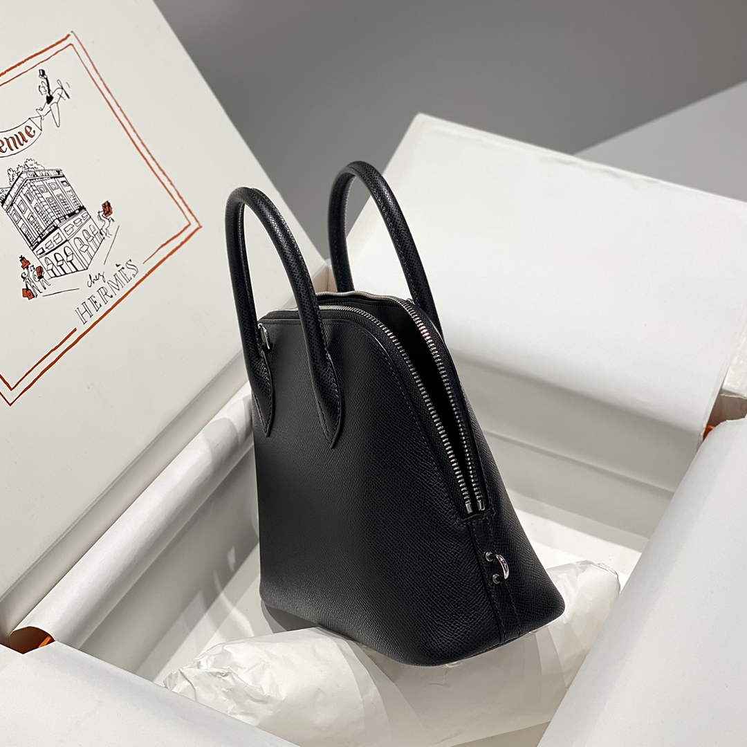 Hermes Bolide 1923 Bag 25 in Black Epsom Calfskin Silver Hardware