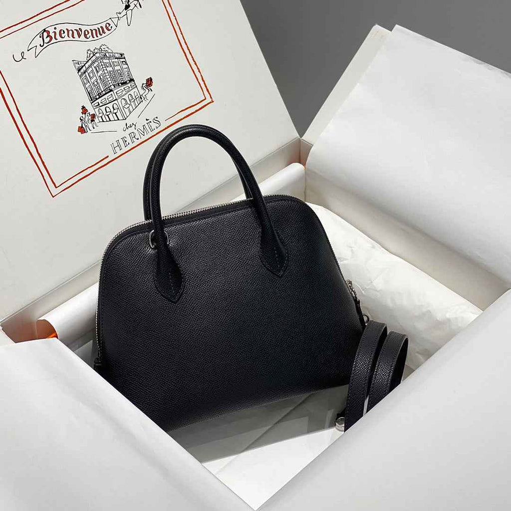 Hermes Bolide 1923 Bag 25 in Black Epsom Calfskin Silver Hardware