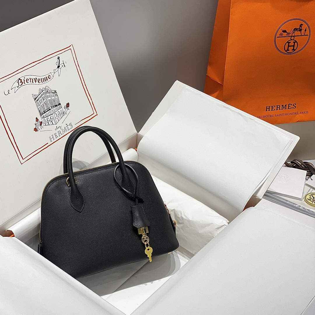 Hermes Bolide 1923 Bag 25 in Black Epsom Calfskin Gold Hardware