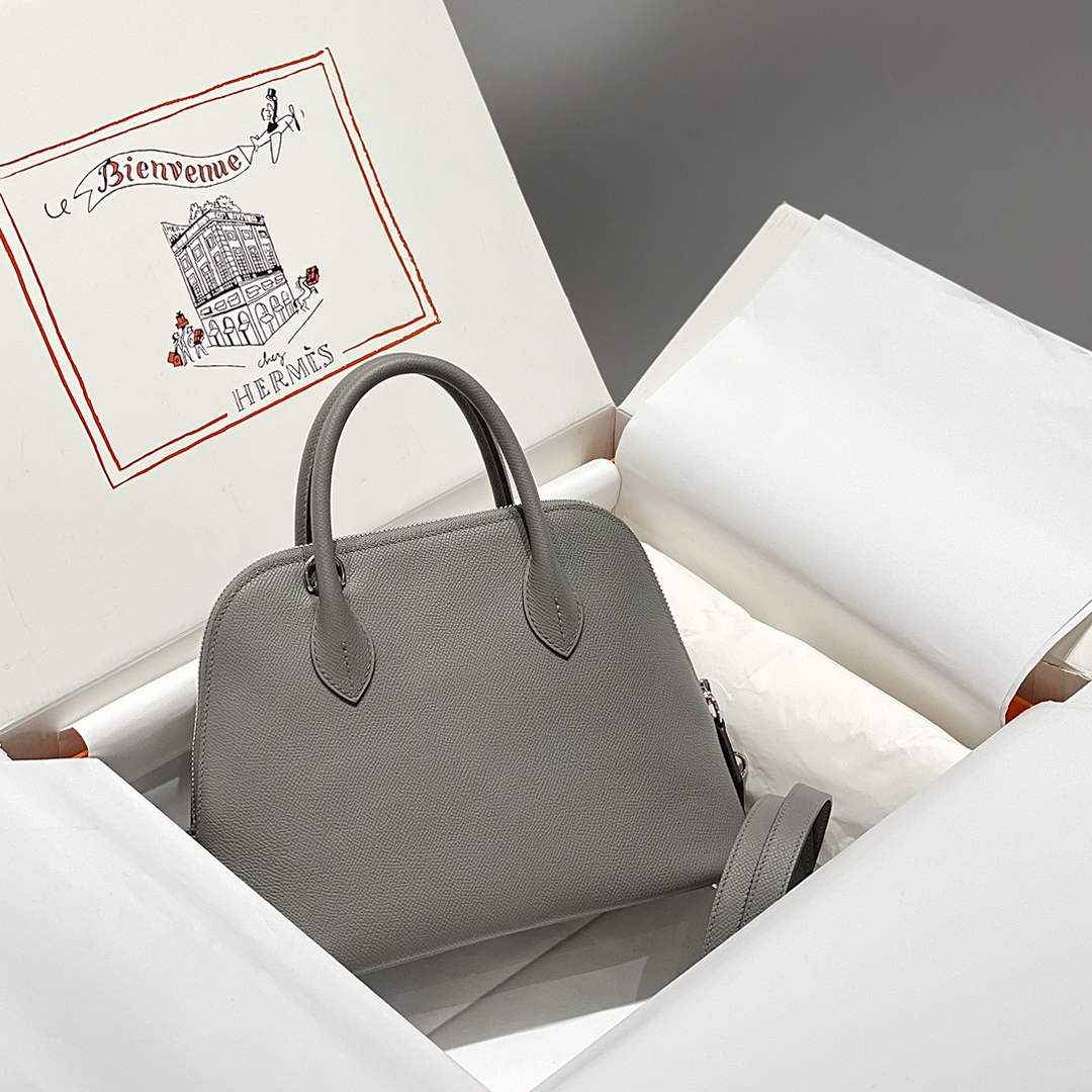 Hermes Bolide 1923 Bag 25 in Gray Epsom Calfskin Silver Hardware