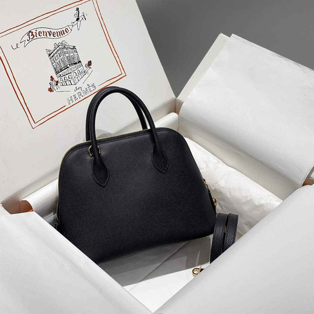 Hermes Bolide 1923 Bag 25 in Black Epsom Calfskin Gold Hardware