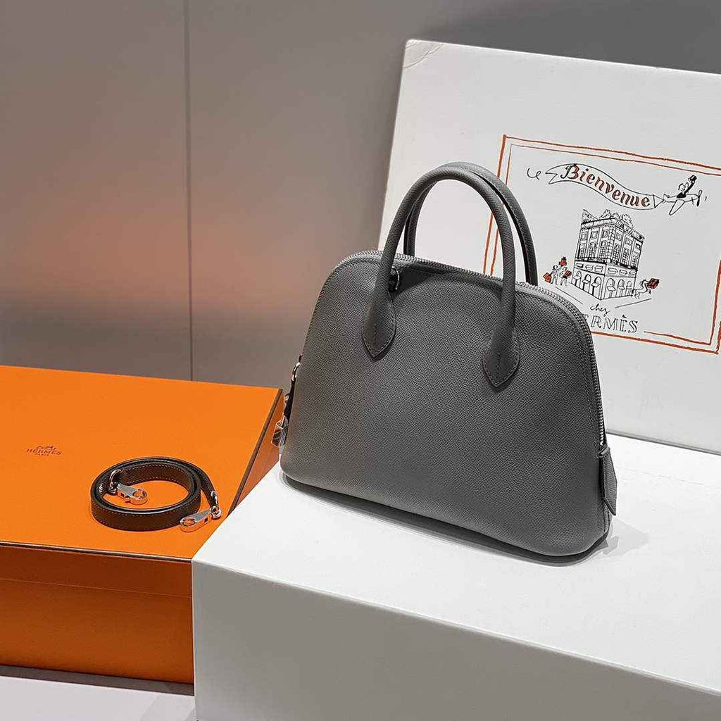 Hermes Bolide 1923 Bag 25 in Gray Epsom Calfskin Silver Hardware