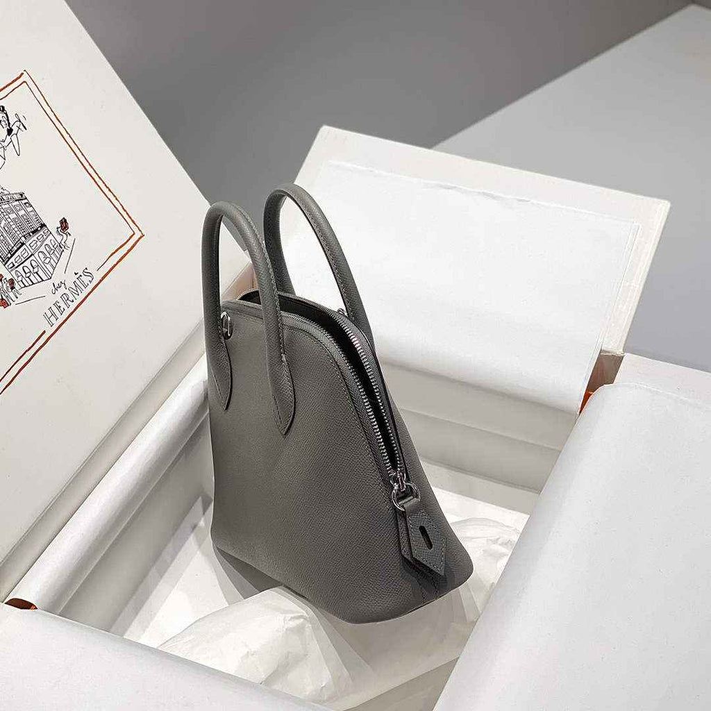 Hermes Bolide 1923 Bag 25 in Gray Epsom Calfskin Silver Hardware