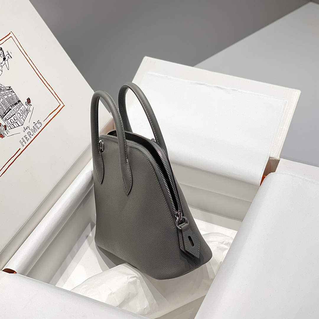 Hermes Bolide 1923 Bag 25 in Gray Epsom Calfskin Silver Hardware