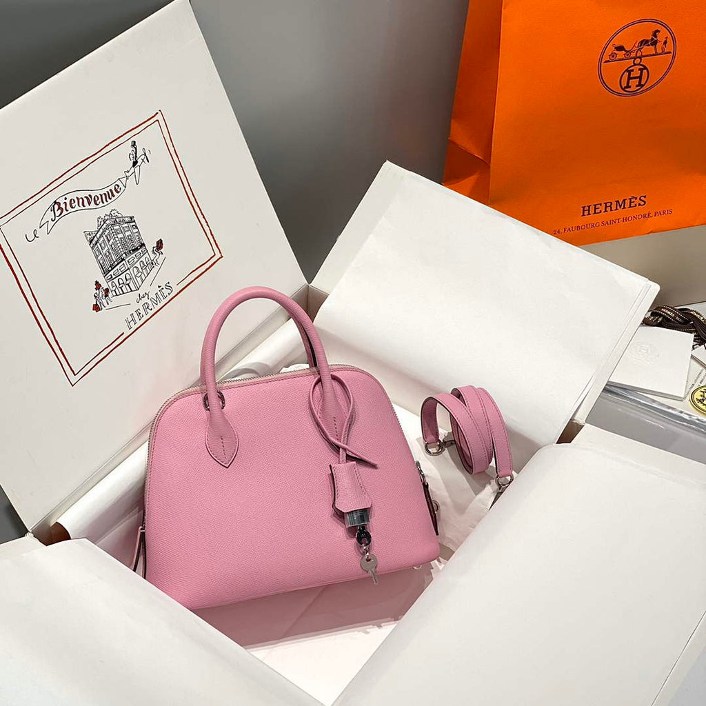 Hermes Bolide 1923 Bag 25 in Pink Epsom Calfskin Silver Hardware