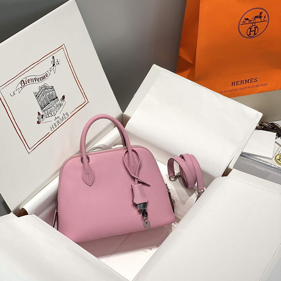 Hermes Bolide 1923 Bag 25 in Pink Epsom Calfskin Silver Hardware