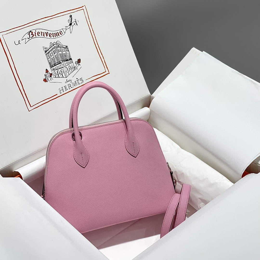 Hermes Bolide 1923 Bag 25 in Pink Epsom Calfskin Silver Hardware