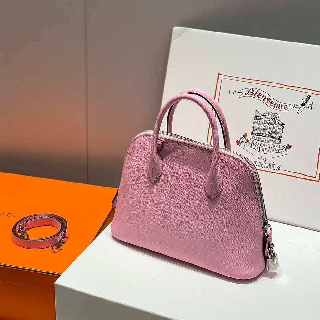 Hermes Bolide 1923 Bag 25 in Pink Epsom Calfskin Silver Hardware