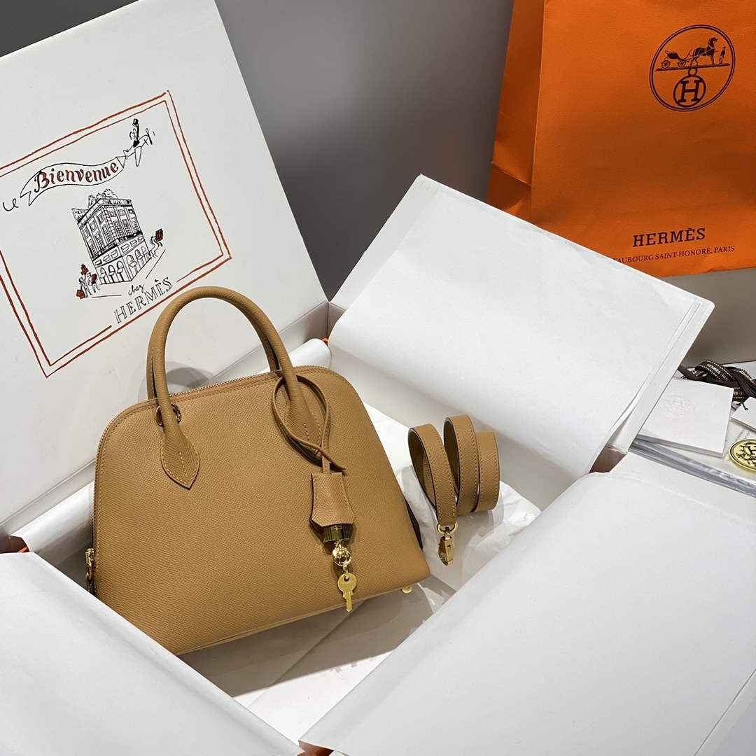 Hermes Bolide 1923 Bag 25 in Tan Epsom Calfskin Gold Hardware