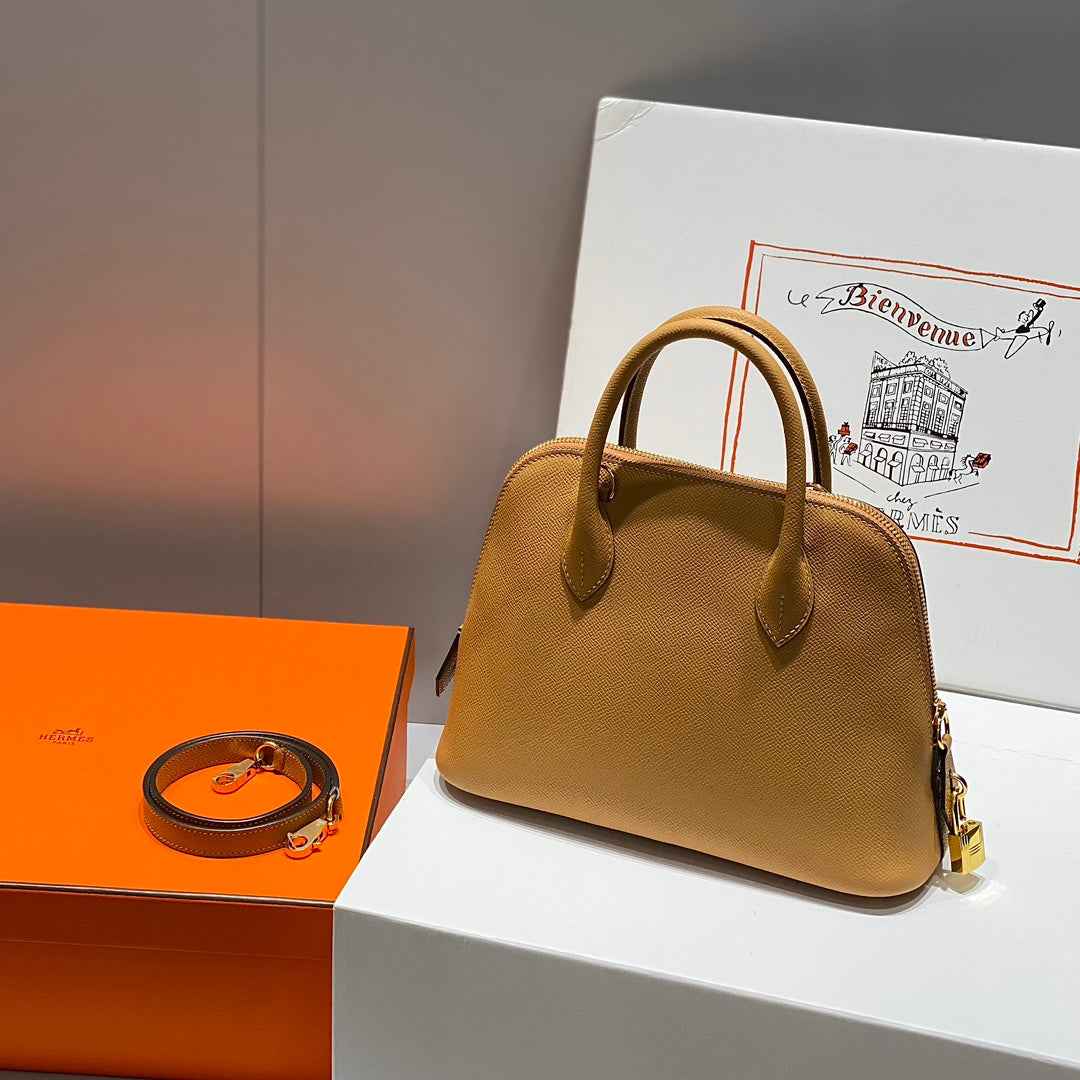 Hermes Bolide 1923 Bag 25 in Tan Epsom Calfskin Gold Hardware