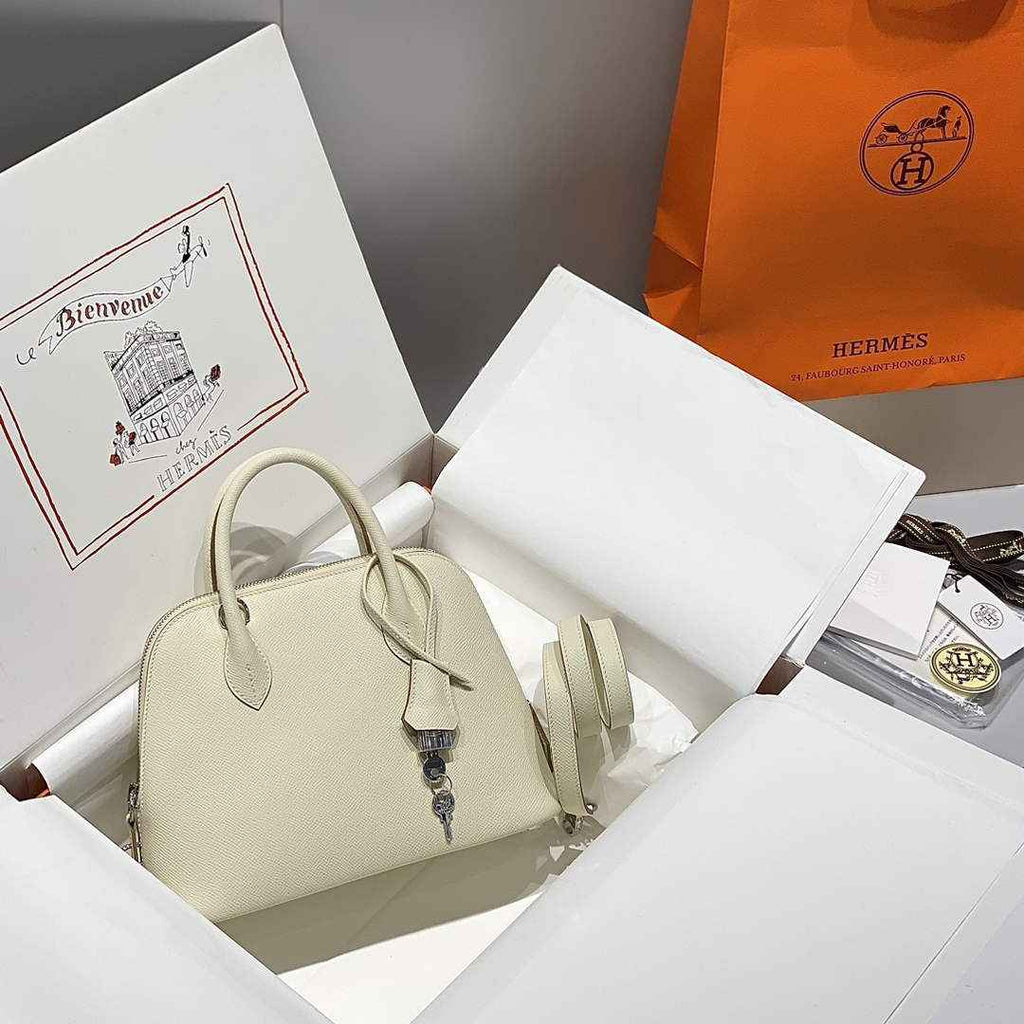 Hermes Bolide 1923 Bag 25 in Beige Epsom Calfskin Silver Hardware