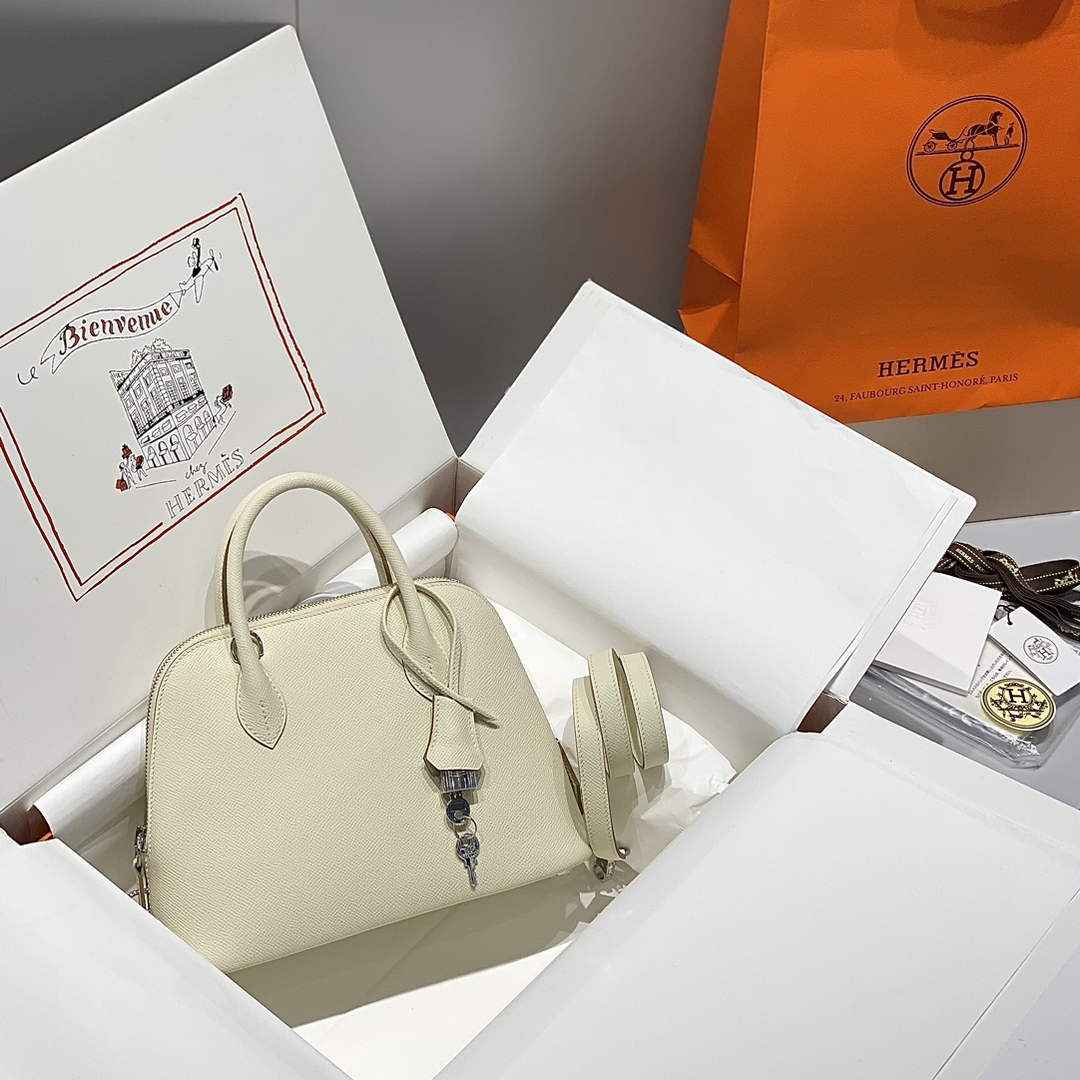 Hermes Bolide 1923 Bag 25 in Beige Epsom Calfskin Silver Hardware