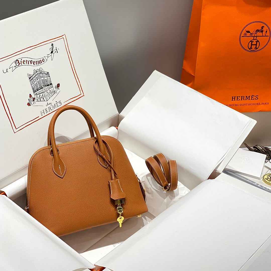 Hermes Bolide 1923 Bag 25 in Brown Epsom Calfskin Gold Hardware