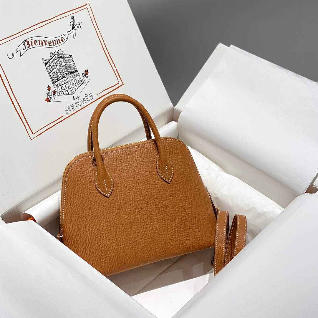 Hermes Bolide 1923 Bag 25 in Brown Epsom Calfskin Gold Hardware