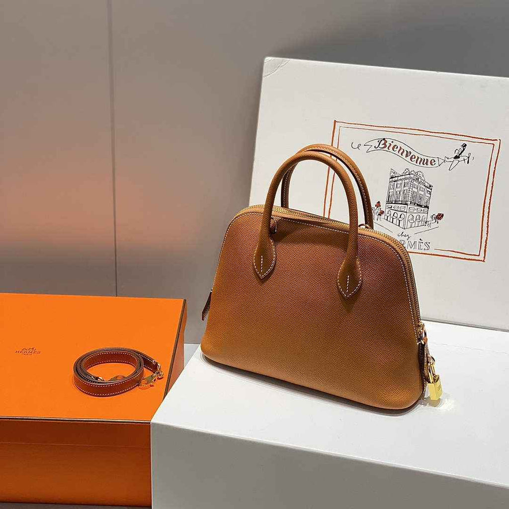 Hermes Bolide 1923 Bag 25 in Brown Epsom Calfskin Gold Hardware
