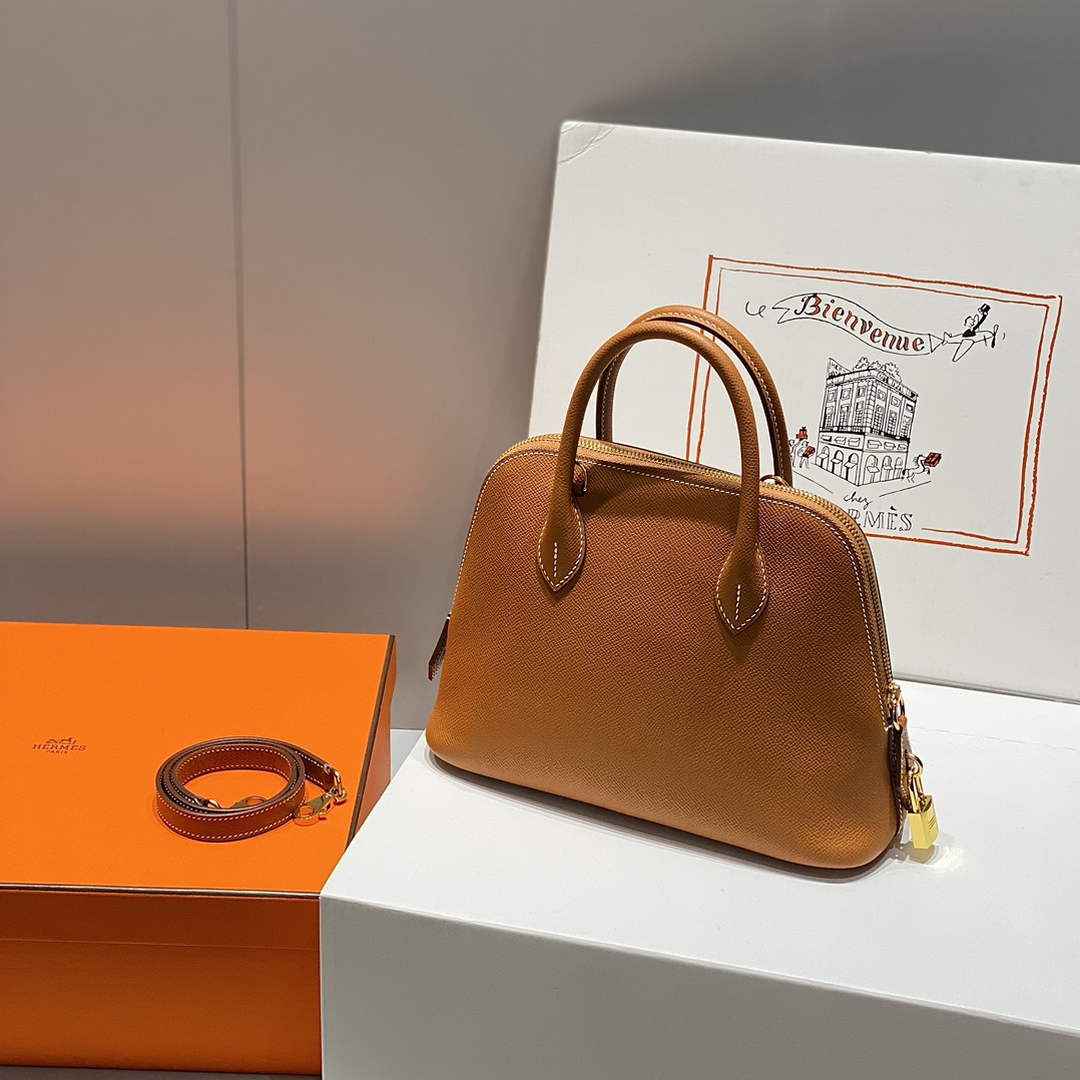 Hermes Bolide 1923 Bag 25 in Brown Epsom Calfskin Gold Hardware