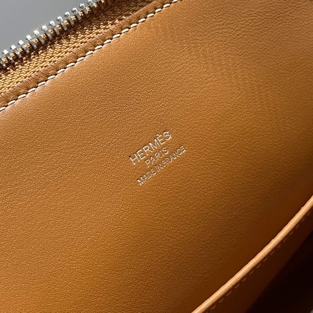Hermes Bolide 1923 Bag 25 in Brown Epsom Calfskin Silver Hardware