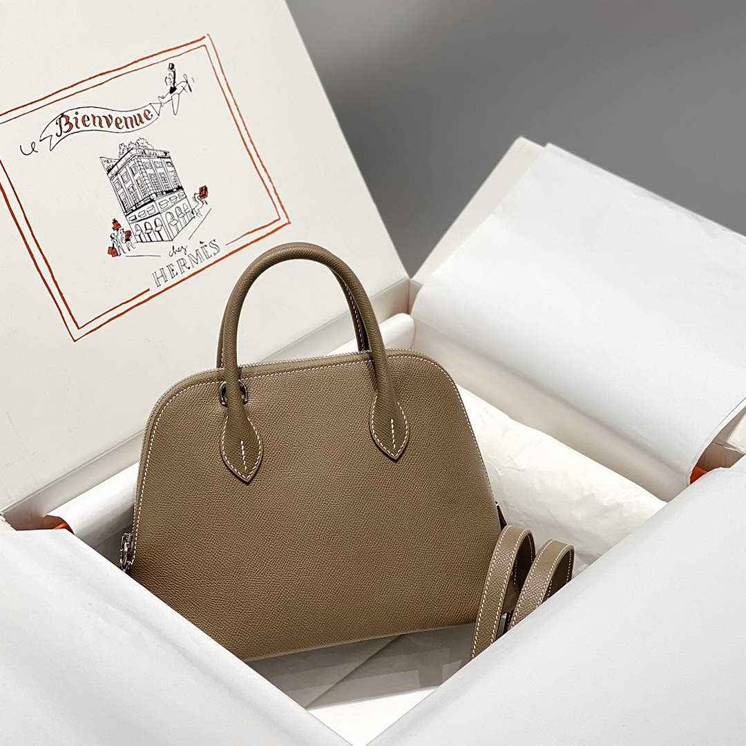 Hermes Bolide 1923 Bag 25 in Dark Gray Epsom Calfskin Silver Hardware