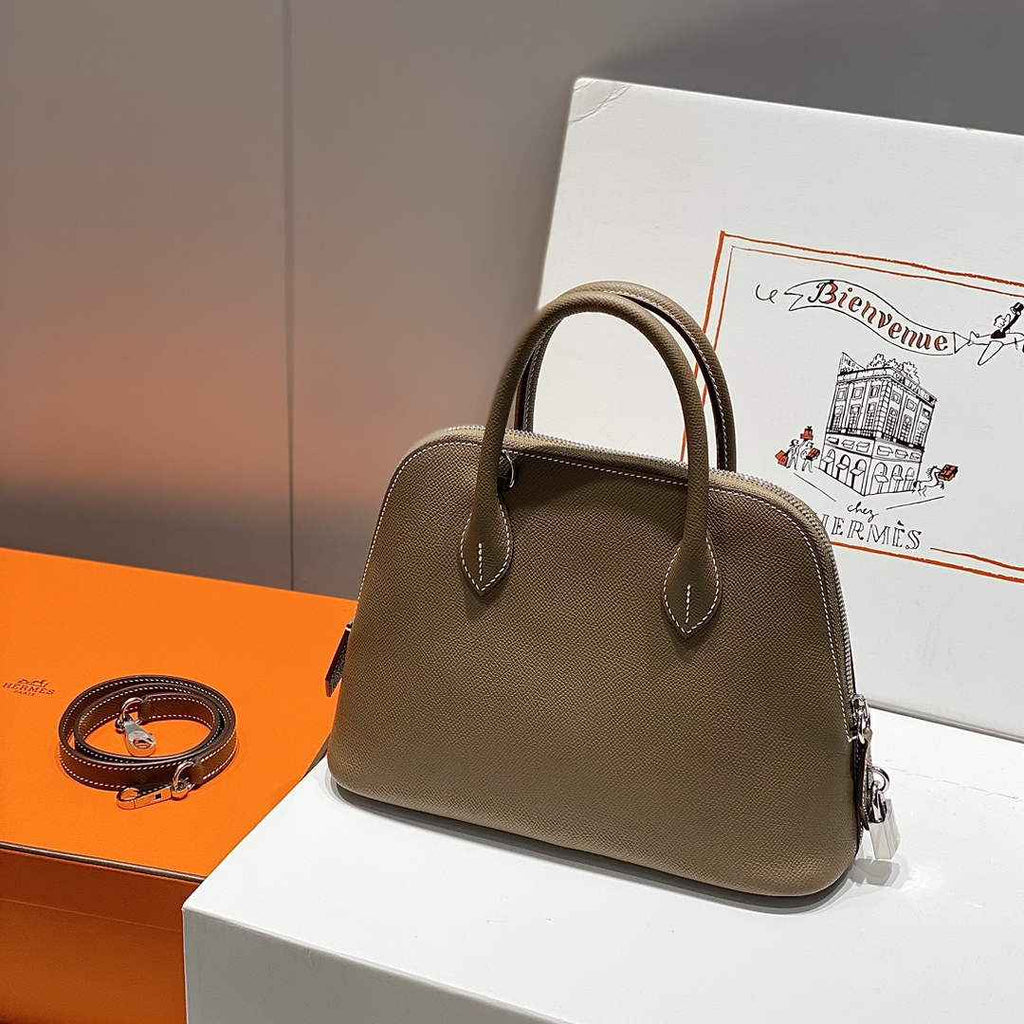 Hermes Bolide 1923 Bag 25 in Dark Gray Epsom Calfskin Silver Hardware