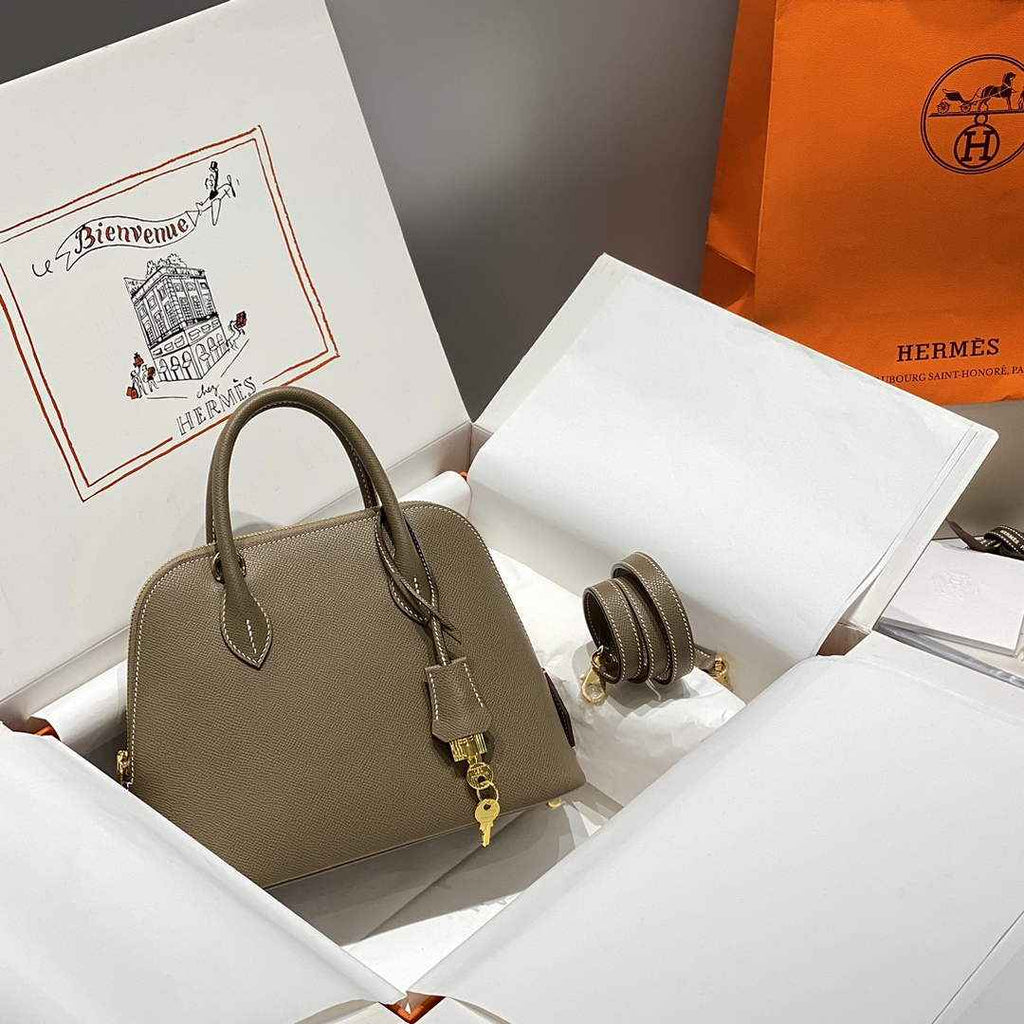Hermes Bolide 1923 Bag 25 in Dark Gray Epsom Calfskin Gold Hardware